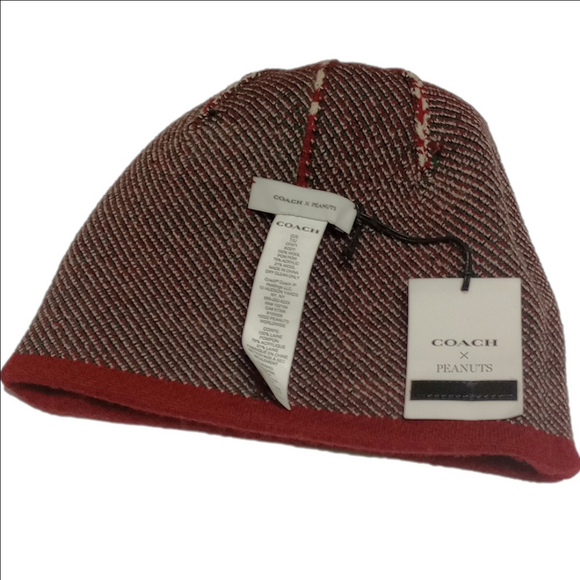 🎄COACH×PEANUTS RED & WHITE SNOOPY WOOL SPECIAL EDITION HOLIDAY WINTER KNIT HAT - Picture 6 of 9